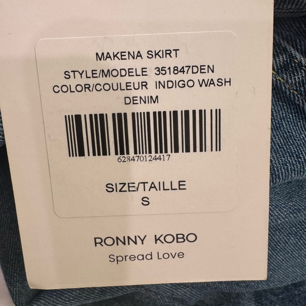 RONNY KOBO Makena Skirt Indigo Wash Denim Button Fly 100% Cotton Size Small NWT - Picture 5 of 5